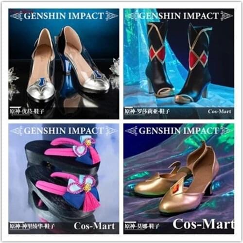The High Quality Goods Game Genshin Impact Eula Shoes Cosplay Universal Fashion Combat High Heels Unisex Role Play Used 36-39