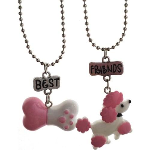 Cute Dog Bone Necklace Animal BFF Pendant Children Best Friends Forever Girls Boys Friendship Jewelry Birthday Gift