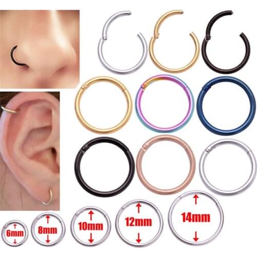 Septum Piercing Hinged Segment Nose Hoop Lip Cartilage Ear Helix Body Piercing Jewelry Surgical Steel Hoop