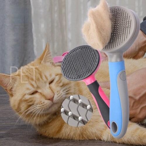 Plastic Dog Cat Pets Self Cleaning Slicker Brush Comb Pet Dog Cat Grooming Tools Hair Shedding Combs D1791