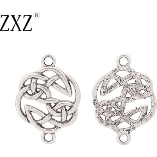 ZXZ 20pcs Tibetan Silver Celtics knot Connector Charms for Bracelet DIY Jewelry Making Accessories
