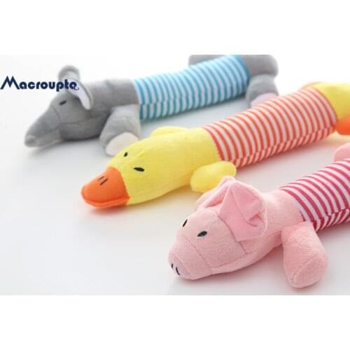 Popular Pet Dog Cat Funny Fleece Durability Plush Dog Toys Squeak Chew Sound Toy Fit for All Pets Elephant Duck Pig Plush Toys