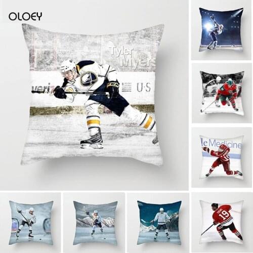 Ice Hockey Sports Polyester Square Cushion Cover Home Bedroom Hotel Car Decoration Cushion Cover Soft and Comfortable45x45cm