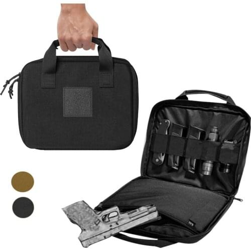 Tactical Pistol Bag Case 12" Gun Carrier Bag with Magazine Pouch Portable Military Handgun Holster Durable Padded Pistol Carrier