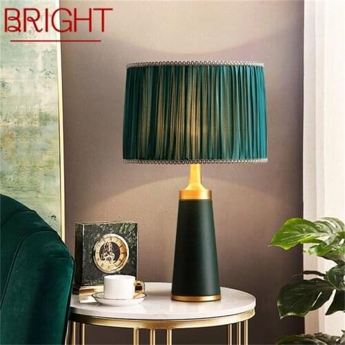 BRIGHT Brass Table Lamp Green Desk Light Contemporary Luxury LED Decoration for Home Bedside