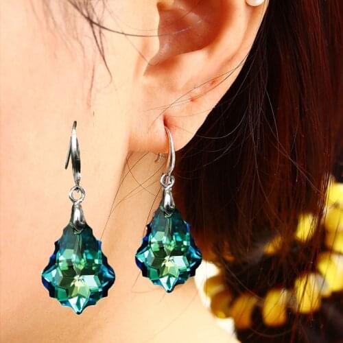 Female Rainbow Water Drop Earrings Boho Silver Color Zircon Stone Crystal Long Dangle Earrings for Women Girls Jewelry Gift