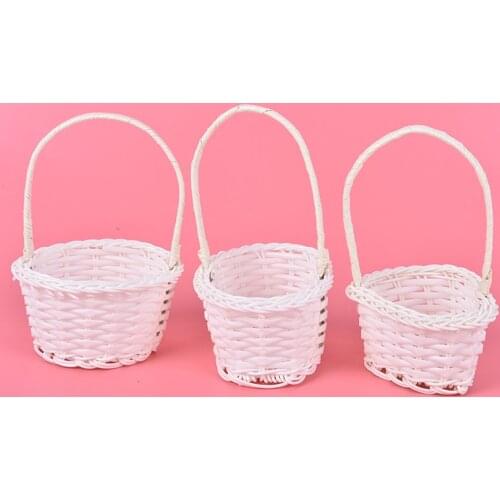 1Pcs Mini Plastic Hand-woven Storage Baskets Weaving Storage Baskets Fabric Flower Basket Fruit Rattan Cosmetics Tea Picnic Bags