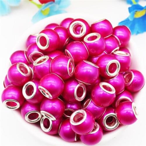 10Pcs New Round Large Hole Pearl Bead Spacer Euorpean Beads fit Pandora Bracelet for Jewelry Making DIY Necklace Earrings Bangle