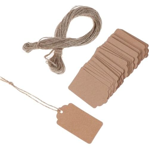 100Pcs/Lot Kraft Paper String Price Tags Blank Kraft Jewelry Price Label Gift Cards With String 20m