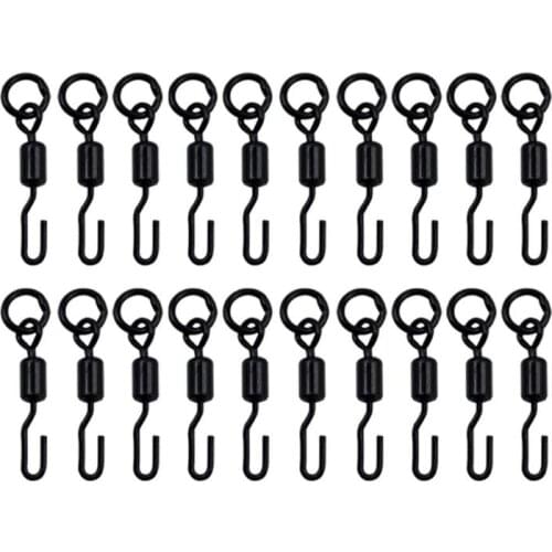 20pcs Spinner Swivel for Ronnie Rig Carp Fishing Tackle Tool Accessories Black Environmental Protection and Durability