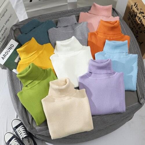 2020 Fashion Turtleneck Sweater Autumn Winter Knitted Jumper Womens Sweaters Casual Loose Long Sleeve Pullovers Female M790