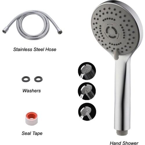 3 Function ABS Chrome Hand Held Shower Head Wall Mounted Shower Set With Hose