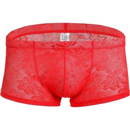 3pcs Mens Boxer Shorts Sexy Fashion Low-waist Mens Sexy Lace Fine Mesh Briefs Short Summer Trend Breathable Boxer Shorts