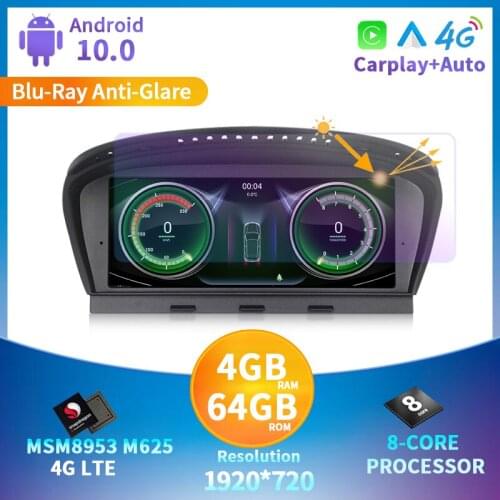 4G SIM WIFI Android10 player For BMW 5 Series E60 E61 E63 E64 E90 E91 E92 CCC CIC 1920*720 HD Car dvd Audio radio carplay Auto