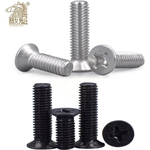 50pcs M1 M1.2 M1.4 M1.6 M2 M2.5 M3 M4 Mini Micro Small Black 304 Stainless steel Cross Phillips Flat Countersunk Head Screw Bolt