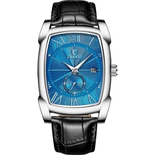 Top Brand Luxury Retro Square Mens Watch With Calendar Waterproof Leather Strap Luminous Function Quart Wristwatch