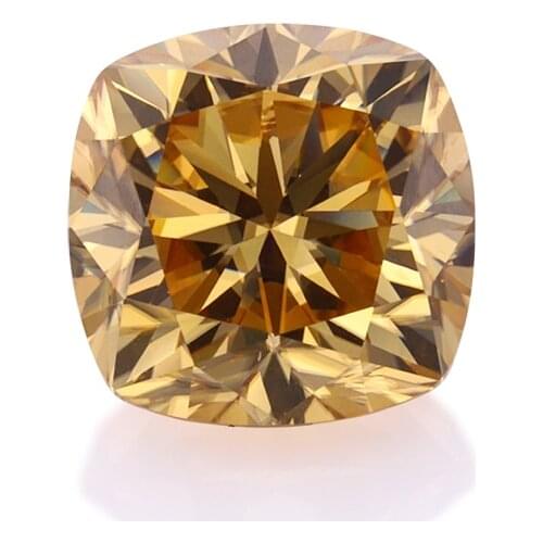Champagne Color Cushion Shape Brilliant Cut 5x5mm-12x12mm Loose Moissanite Stone for Jewelry Making