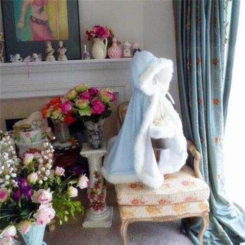 Kid Winter Coats For Girls Faux Fur Cape Wedding Warm Cloaks Shawl Outerwear Girl Cloak Jackets Shawl Cloak