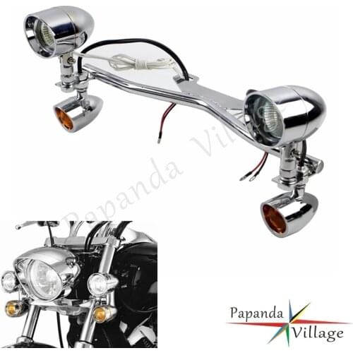Motorcycle Auxiliary Spot Fog Light w/ LED Turn Signals For Harley Softail Dyna Honda Shadow VT 750 1100 VTX 1300 1800 Boulevard