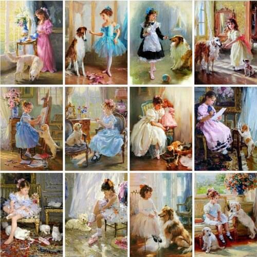 EverShine 5D DIY Diamond Mosaic Dog Picture Rhinestones Diamond Painting Animal Cross Stitch Kits Bead Embroidery Handicraft