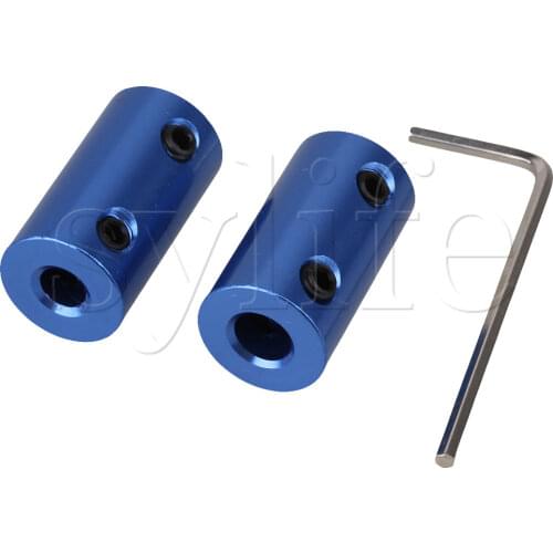 Blue 5mm-6mm Rigid Coupling Aluminum Shaft Coupling Coupler Motor Transmission Connector Pack of 2