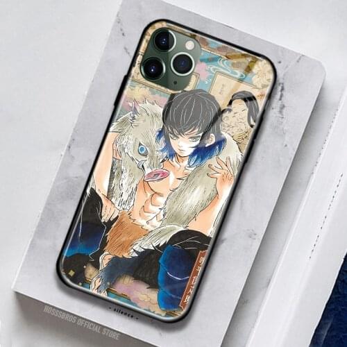 Inosuke Hashibira Soft Silicone Tempered Glass for IPhone SE 6 6s 7 8 Plus X XR XS 11 12 Mini Pro Max Phone Case Cover Shell