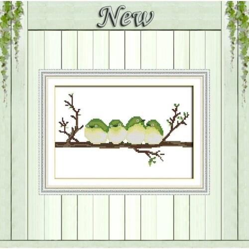 The bird on the branch cartoon diy painting counted Printed on canvas DMC 11CT 14CT Cross Stitch kits Needlework Sets embroidery