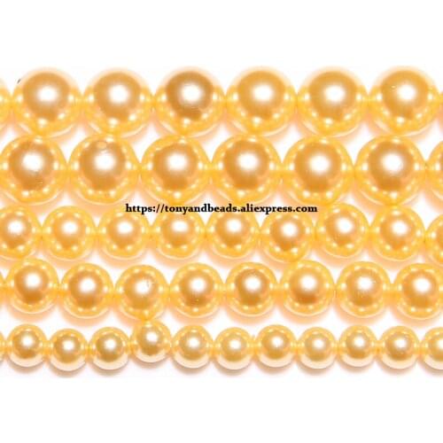 Color dyed Golden Australian South Sea Pearl Powder Round Loose Beads 4 6 8 10 12MM Pick Size for Jewelry Making