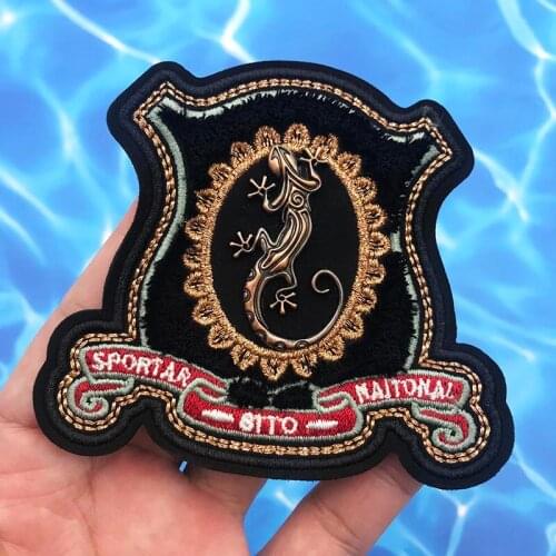 Toothbrush Embroidery Metal Patch letter Gecko Patches Applique Clothing Jacket Badge Patches for Clothing