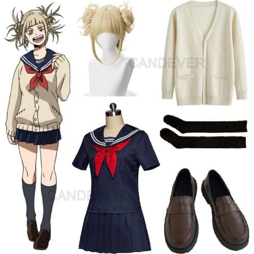 My Hero Academia Boku no Hero Cosplay Costume Himiko Toga School Uniform Women Sailor Suits With Cardigan Girl Academy Uniform