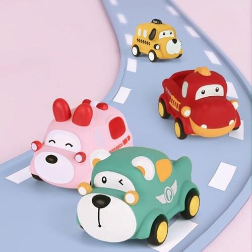 Cartoon Rabbit Pull Back Cars Toy For Kid Montessori Education Animal Rubber Vehicle Baby Toys Jouet Birthday Xmas Gift Juguetes