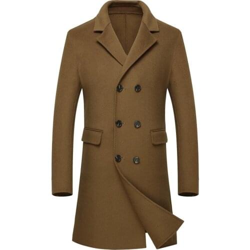 Plus size 100% Woolen coat mens autumn-winter business Casual Double-breasted long Trench coat jacket Double-sided wool coat