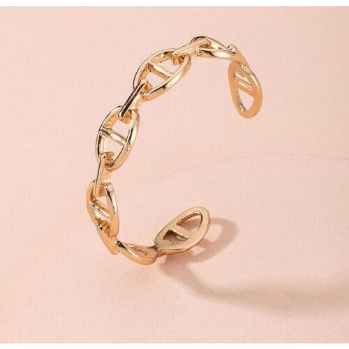 New Ins Gold Chain Geometric Open Cuff Minimalism Minimalist Bangle Bracelets Trendy Korean Fashion Women Party Jewelry