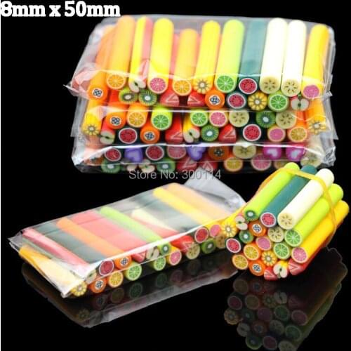 Wholesale Nail Art Tip Sticker Polymer Clay Cane Soft Ceramic Fruit Resin Accessories Decal Decoration 4000pcs/lot free shipping