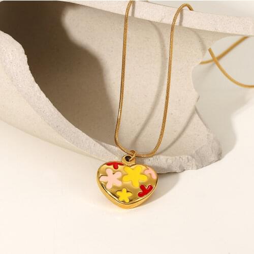 New Ins Vintage Color Tai Chi Yin Yang Round Necklace Simple Drop Oil Moon Star Coin Necklaces For Women Girls Fashion Jewelry