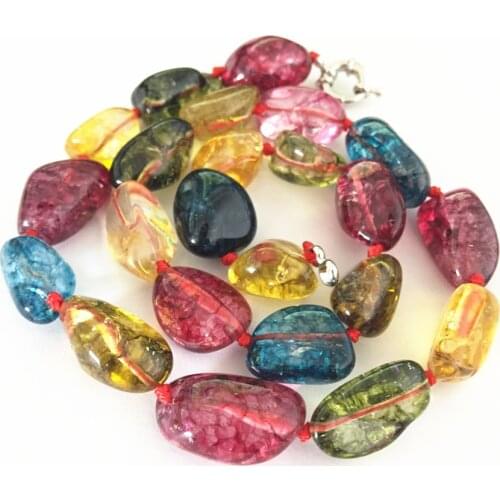 Fashion multicolored irregular simulated tourmaline 12-16mm necklace for women high grade gifts jewelry 18inch GE4110