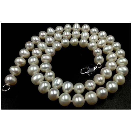 Free shipping 17 "7 - 8mm white real freshwater pearl necklace>>> women jewerly Free shipping