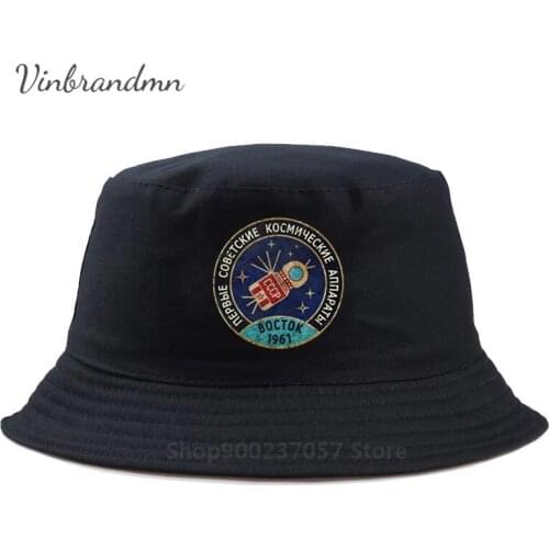 Retro Russia CCCP Yuri Gagarin Boctok 1961 Blue Badge Design Bucket Cap Vintage Space Exploration Program hipster Fisherman Hat