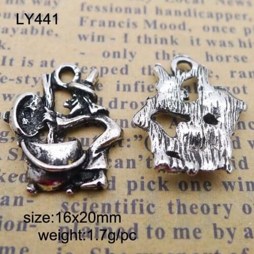 25pcs/lot Alloy Charms Antique Silver Plated Alloy Necromancer Charm Pendant Handmade Hanging Crafts 16x20mm