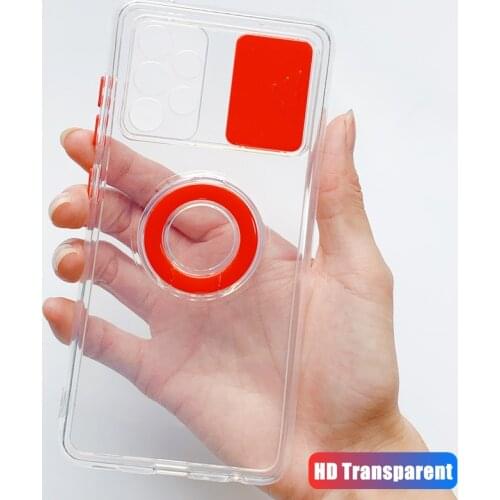 Transparent Phone Case For OPPO Reno 5 4 Lite 5F 4F Push Slide Window Casement Soft Silicone Clear Ring Case Back Cover Funda