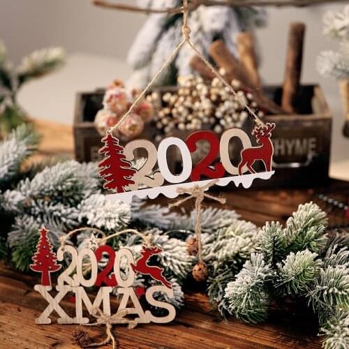 Christmas Decorations New 2020 Letter Hemp Wooden Pendant Creative Christmas Tree Decoration