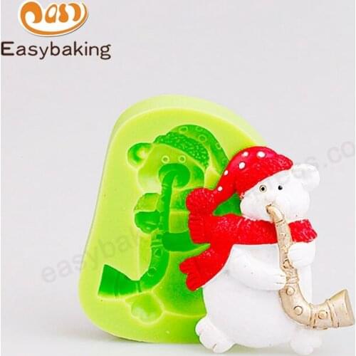 Christmas Teddy Bear Saxophone Silicone Mold Cake Decorating Tools Polymer Clay Tools And Molds