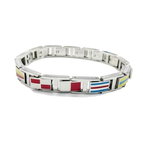 Runda New Arrival Fashion Stainless Steel Enamel Bracelet for Men Natural Flag Bracelets Jewellery