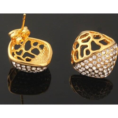New Trendy / Gold Color Stud Earrings Crystal Stud Earrings Party Fashion Jewelry For Women