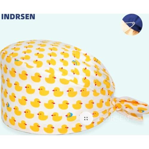 Women Men Surgicals Cap Printed Cotton Soft Pediatric Clinic Wokring Hats Physician Dentist Surgeon Scrub Hat