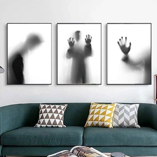 Nordic Minimalist Black and White Shadow Canvas Painting Wall Art Nordic Posters and Prints Wall Pictures for Living Room Decor
