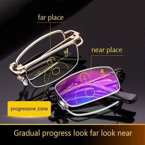 Folding Anti blue light Progressive Multifocal Reading Glasses Transition Men Woman myopia Hyperopia Presbyopia 7809