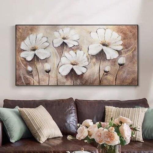 Hand-painted Texture Thick Flower Oil Painting Wall Picture Canvas Art Wall Hanging Paintings For Living Room Decor No Frame