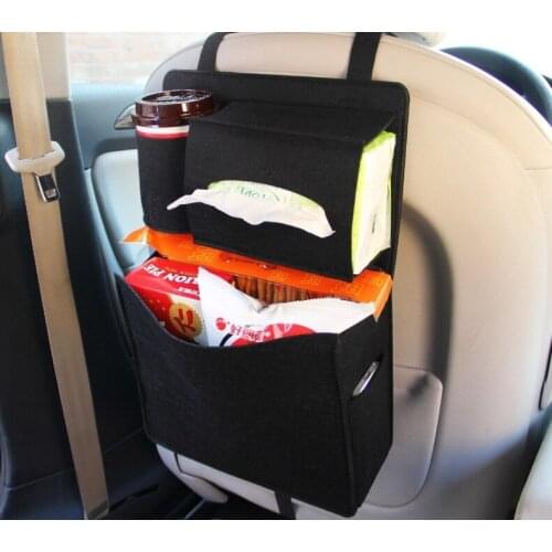 Automobile Seat Back Storage Flet Fabric Red Pink Purple Black Gray Modern Stylish Woman Car Stowing Tidying
