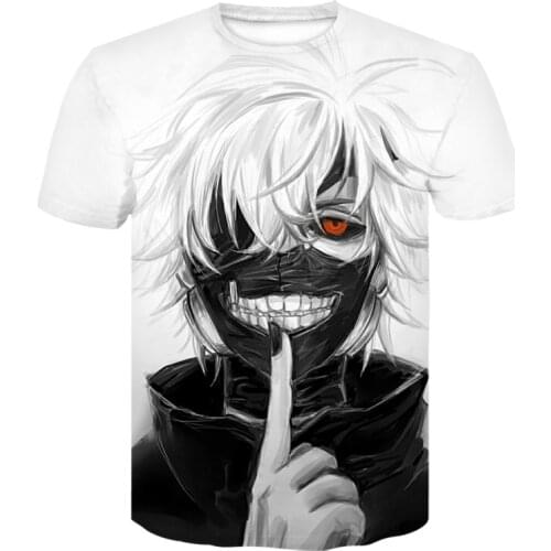 Tokyo Ghoul 3d Printing Male T-Shirt Cartoon tshirt Creative O-neck Short Sleeve Fashion Tops Japanese anime t shirt off white